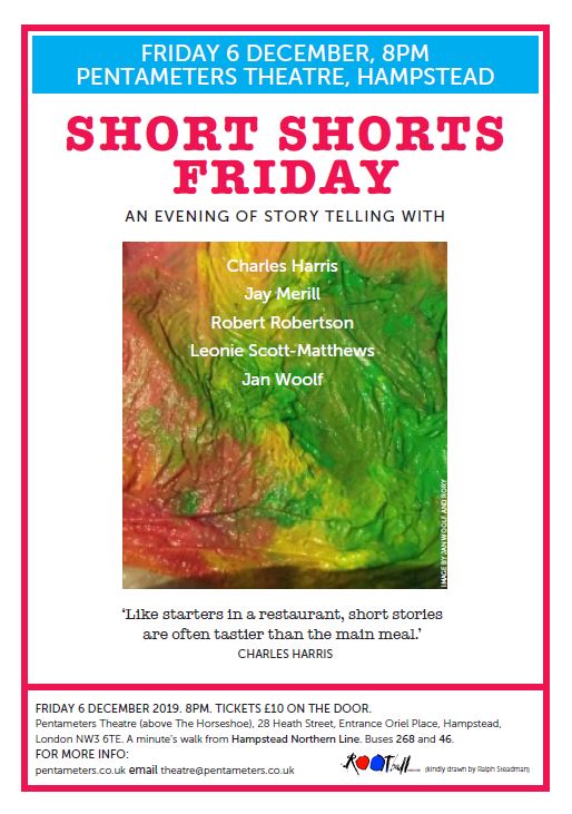 Poster for Short Shorts Friday - 8pm Dec 6th Pentameters Theatre - Panto Season for writers