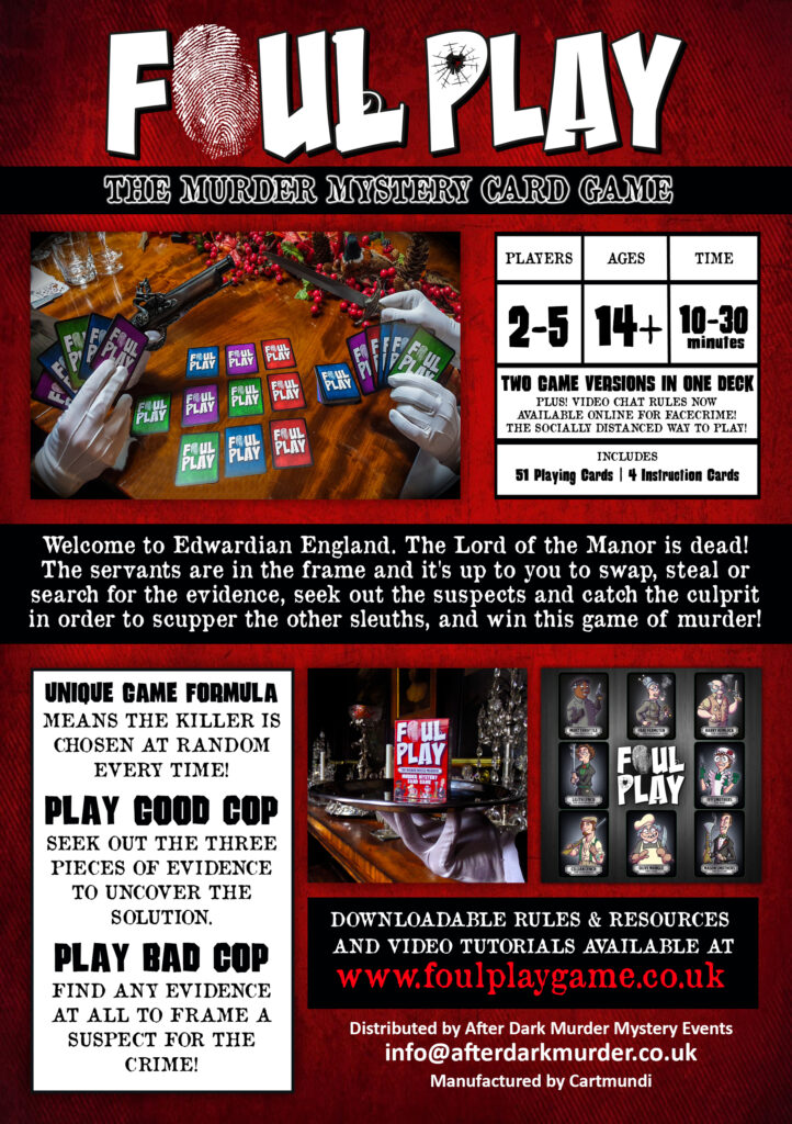 Foul Play - murder mystery card game - flier