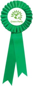 Green Party rosette - Charles Harris has done a very silly Green thing